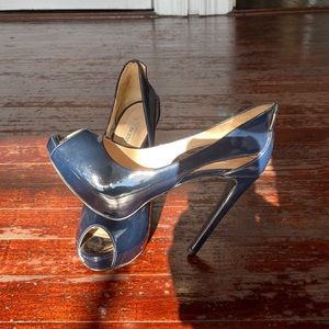 NAVY, OPEN-TOED PUMPS